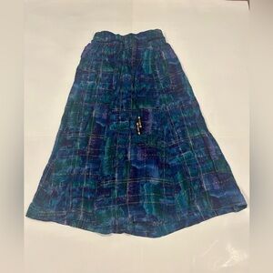 Maren VTG Midi Skirt Women’s Medium Watercolor Tassels Boho Blue Purple